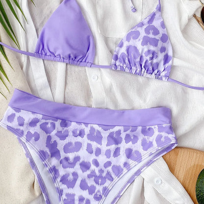Purple Leopard and Black Bikini