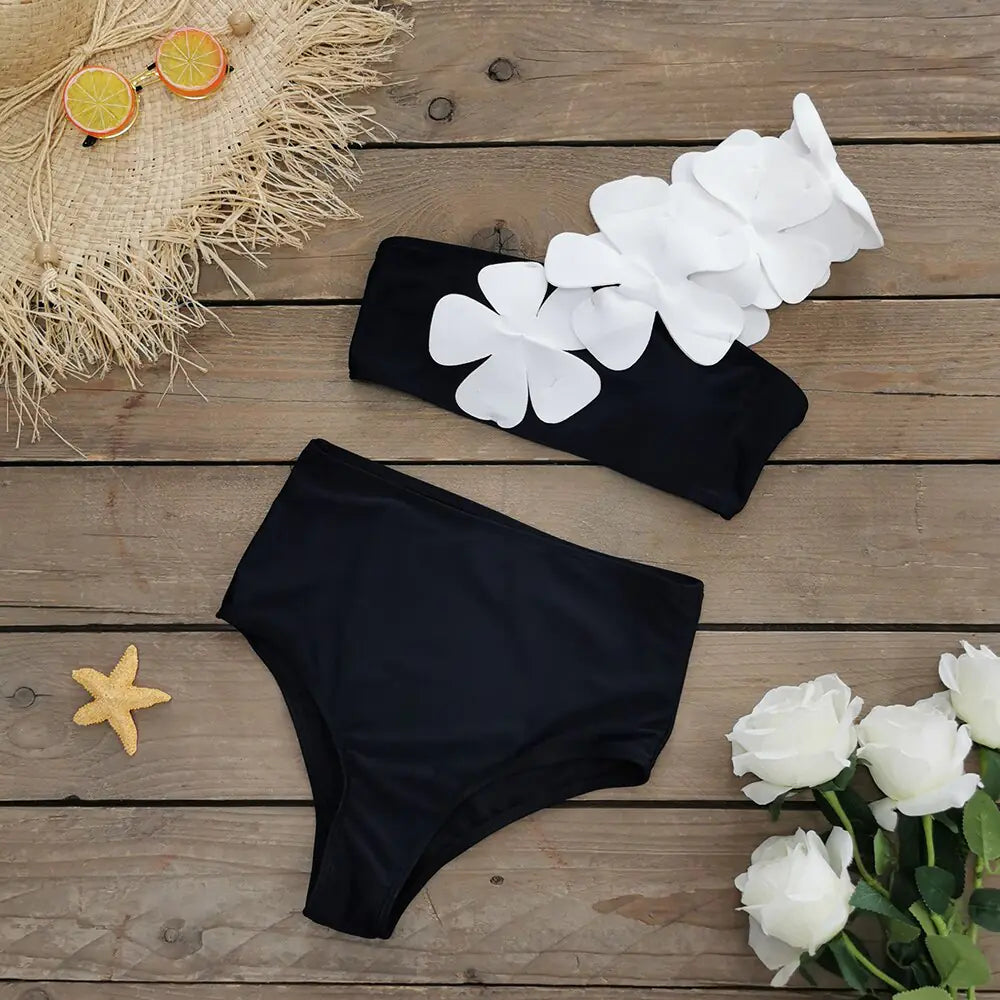 Flower Bandeau Brazilian Bikini Set