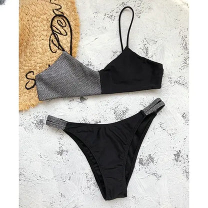 Shiny Patchwork Bikini Set: INGAGA